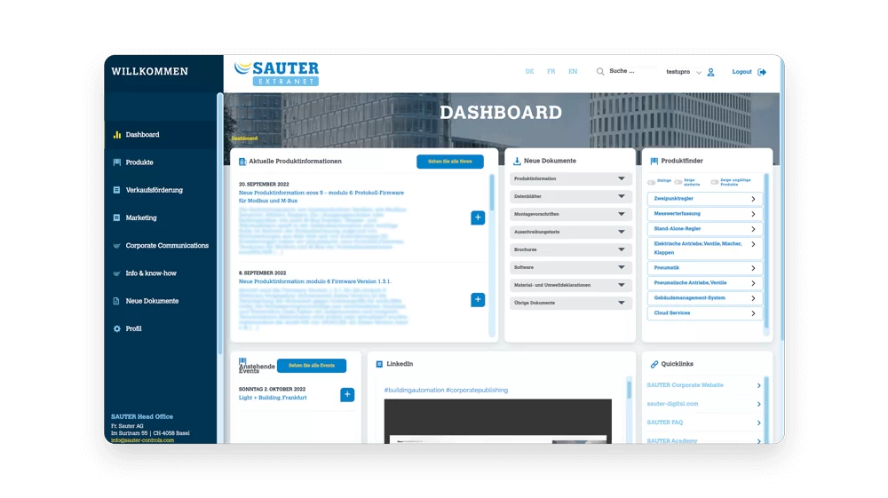 site sauter controls extranet