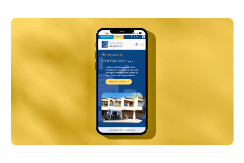 Réalisation du site du centre de vacances Théodore Monod : une interface claire pour un séjour inoubliable au sein de la Fondation Sonnenhof.