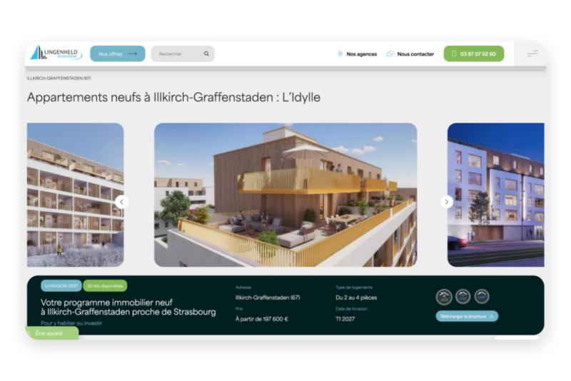 Réalisation du site internet Lingenheld Immobilier - Fusion des sites Delta Promotion et Delta Aménagement pour Lingenheld Immobilier