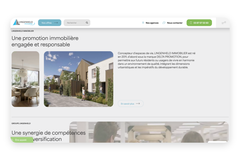 Réalisation du site internet Lingenheld Immobilier - Fusion des sites Delta Promotion et Delta Aménagement pour Lingenheld Immobilier