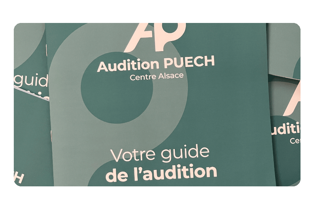 Couverture du Guide de l’Audition conçu pour Audition Puech, à Colmar et Sélestat