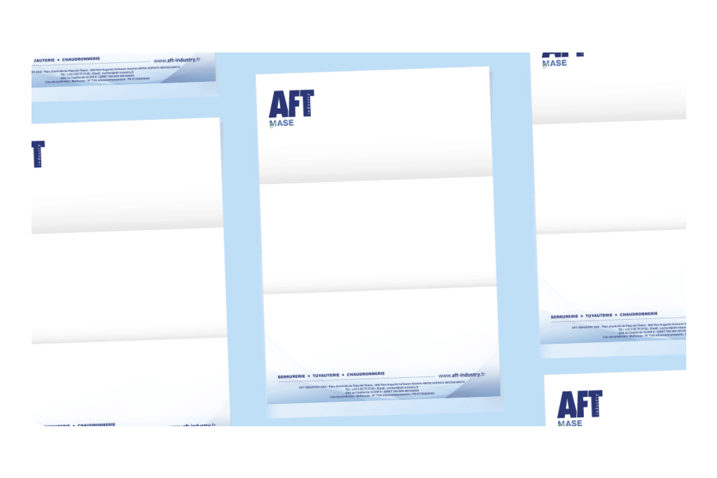 Tête de lettre professionnelle aux couleurs de la charte graphique d’AFT Industry