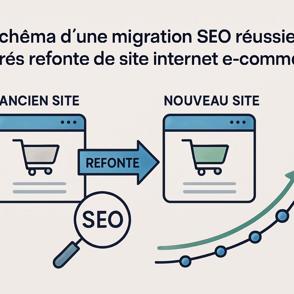 Schéma d'une migration SEO réussie après refonte de site internet e-commerce